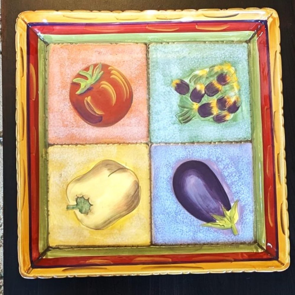 Beautiful Terra Toscana Tuscany Clay Art Ceramic Serving Platter